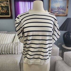 Elegant Black and White Striped Women's Top